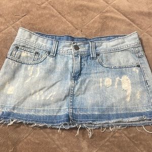 Distressed denim skirt